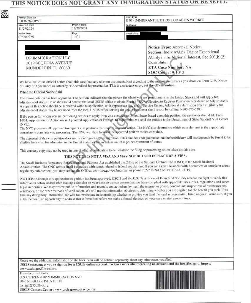 USCIS Approval Notice