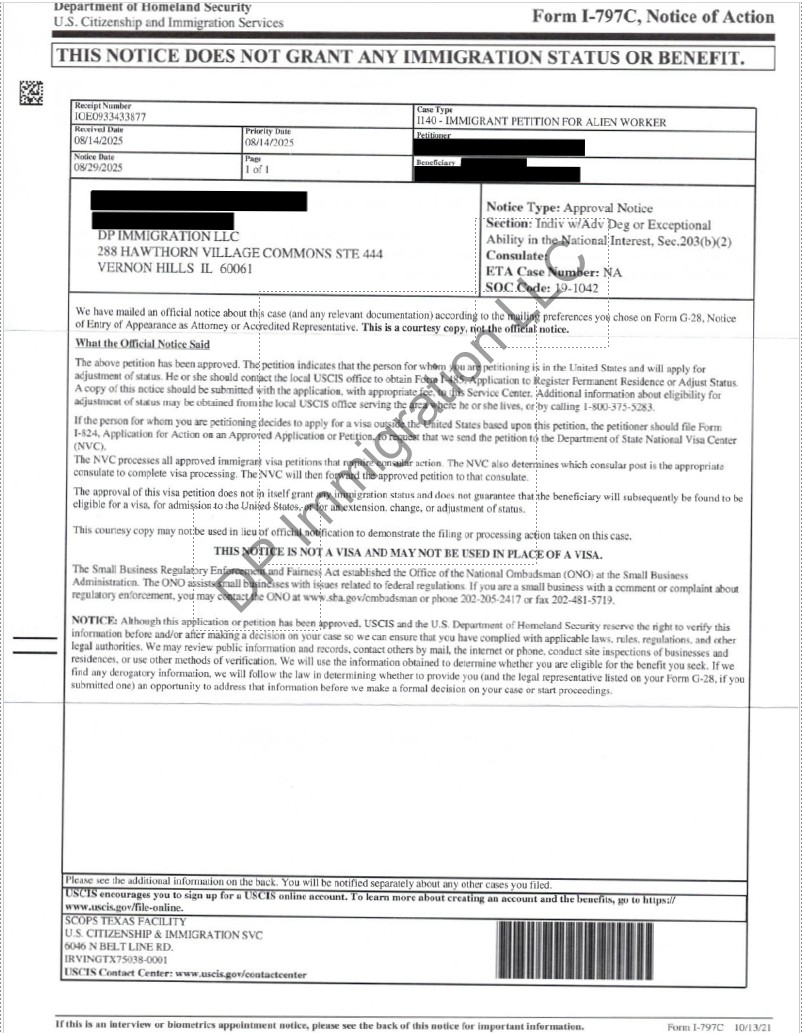 USCIS Approval Notice