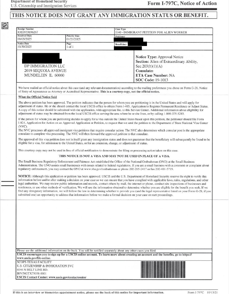 USCIS Approval Notice